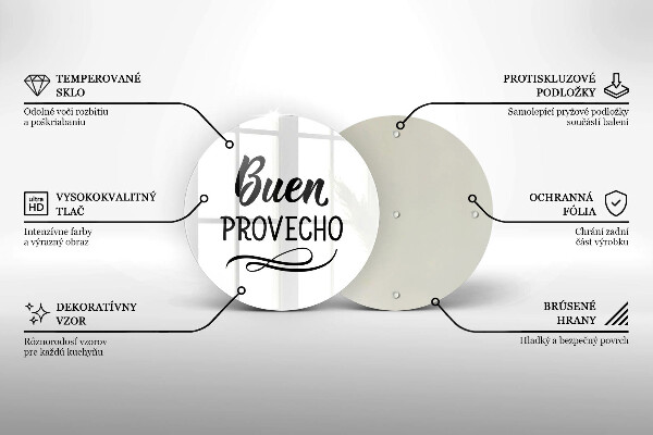 Tábua de corte de vidro A inscrição Buen provecho