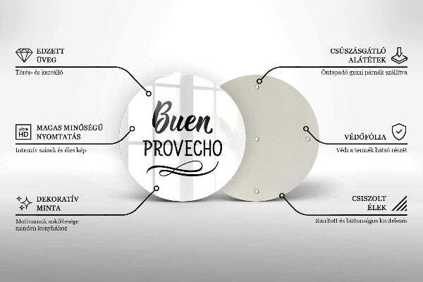 Tábua de corte de vidro A inscrição Buen provecho