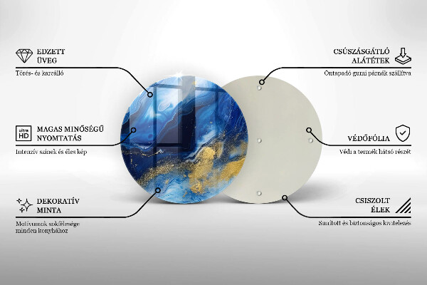 Tábua cozinha Mármore azul e dourado