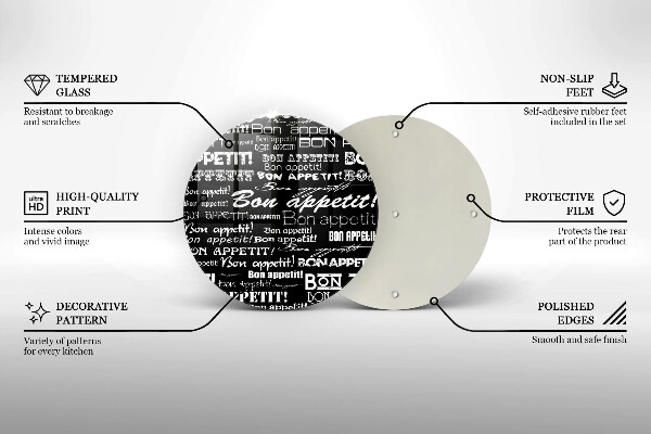 Tábua de vidro Legendas de cozinha Bom apetite