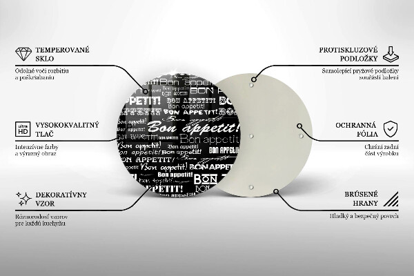 Tábua de vidro Legendas de cozinha Bom apetite