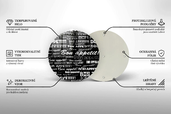 Tábua de vidro Legendas de cozinha Bom apetite