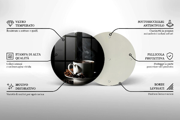 Tábua de cortar alimentos Uma xícara de café quente