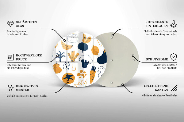Tábua de vidro Ilustração de alimentos