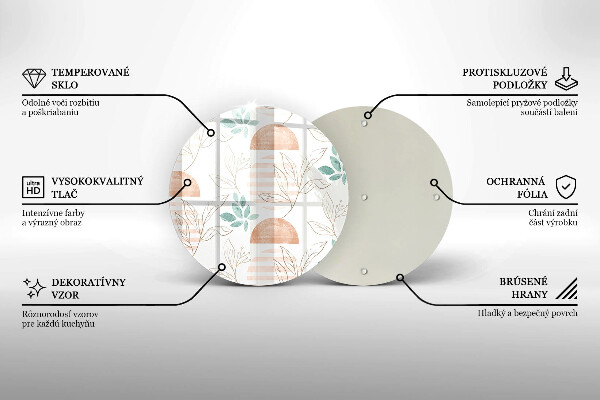 Tábua de corte de vidro Padrão de folha Boho