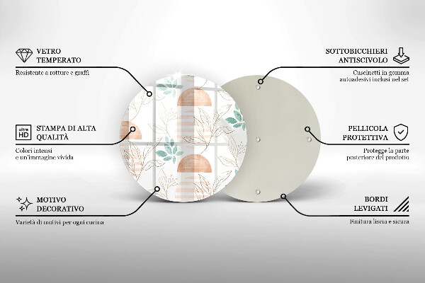 Tábua de corte de vidro Padrão de folha Boho