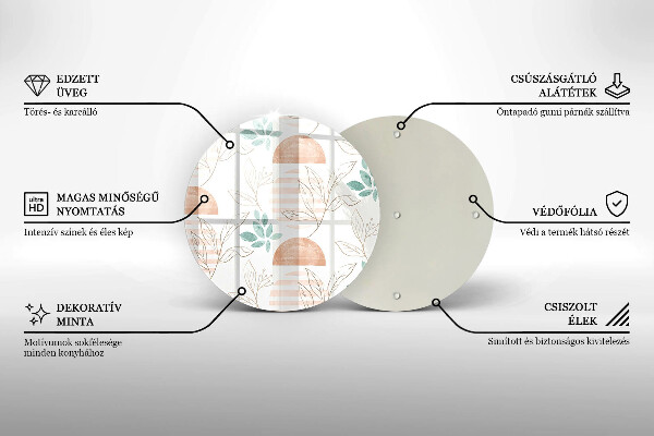 Tábua de corte de vidro Padrão de folha Boho