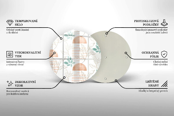 Tábua de corte de vidro Padrão de folha Boho