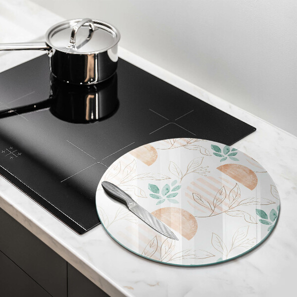 Tábua de corte de vidro Padrão de folha Boho