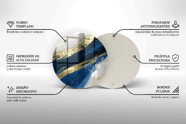 Tábua de vidro Textura com ouro