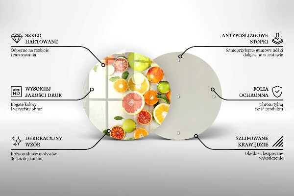 Tábua de corte de vidro Frutas cítricas