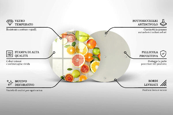Tábua de corte de vidro Frutas cítricas