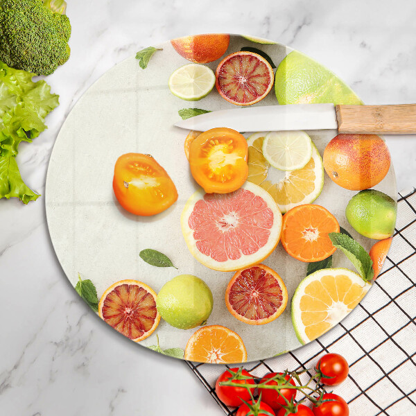 Tábua de corte de vidro Frutas cítricas