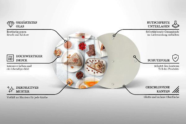 Tábua de cortar de vidro Bolos doces