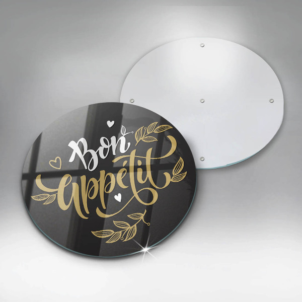 Tábua de cortar de vidro A inscrição Bon Appetit