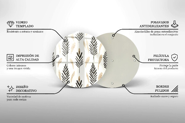 Tábua de vidro Plantas Boho