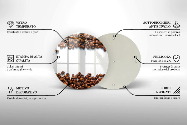 Tábua de corte de vidro Grãos de café