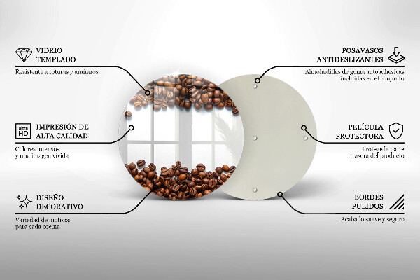 Tábua de corte de vidro Grãos de café