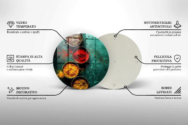 Tábua de cortar de vidro Especiarias orientais