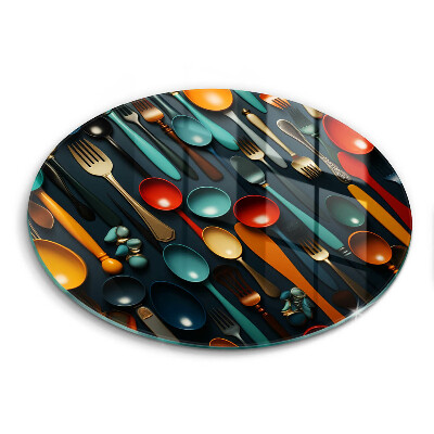 Tábua de corte Colheres e garfos coloridos