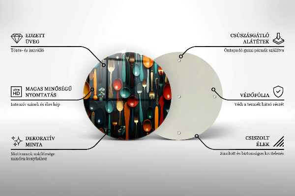 Tábua de corte Colheres e garfos coloridos