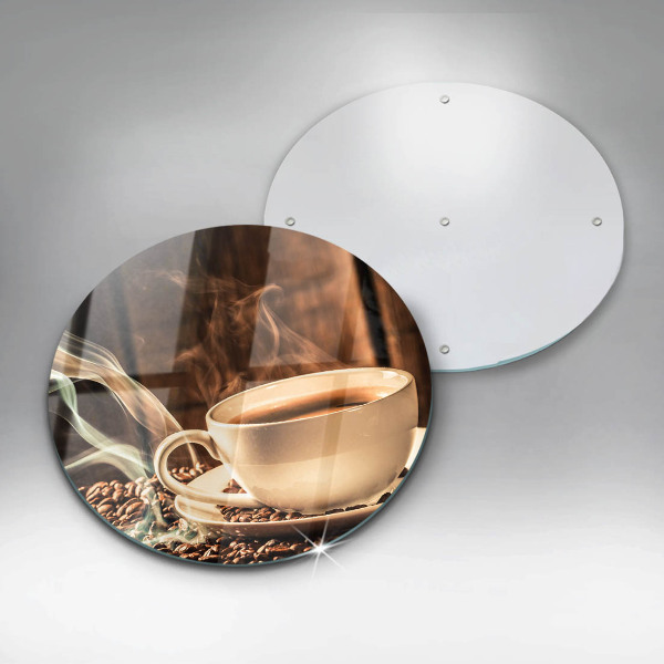 Tábua para corte Uma xícara e grãos de café