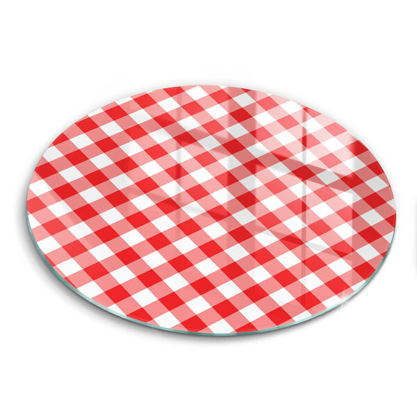 Tábua de corte de vidro Xadrez vermelho e branco