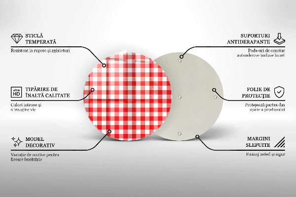 Tábua de corte de vidro Xadrez vermelho e branco