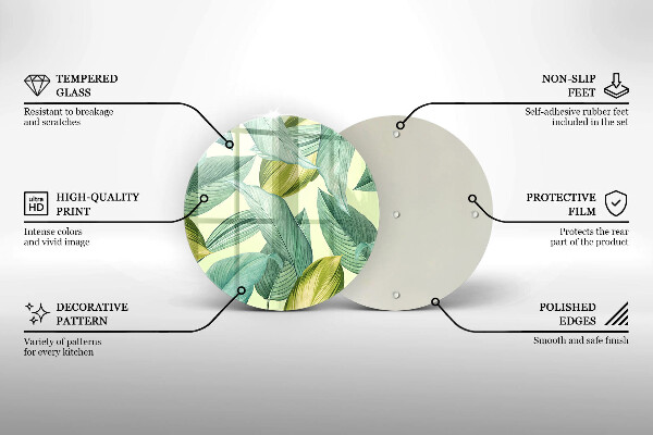 Tábua de cortar de vidro Folhas tropicais verdes