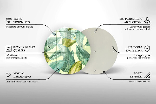 Tábua de cortar de vidro Folhas tropicais verdes