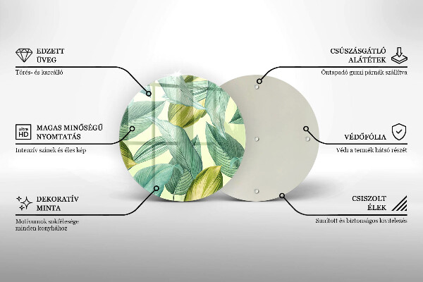 Tábua de cortar de vidro Folhas tropicais verdes