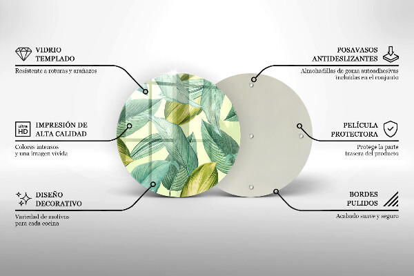 Tábua de cortar de vidro Folhas tropicais verdes