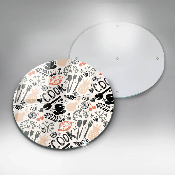 Tábua de corte de vidro Motivo de cozinha de desenho animado