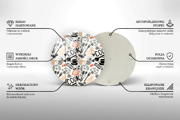 Tábua de corte de vidro Motivo de cozinha de desenho animado