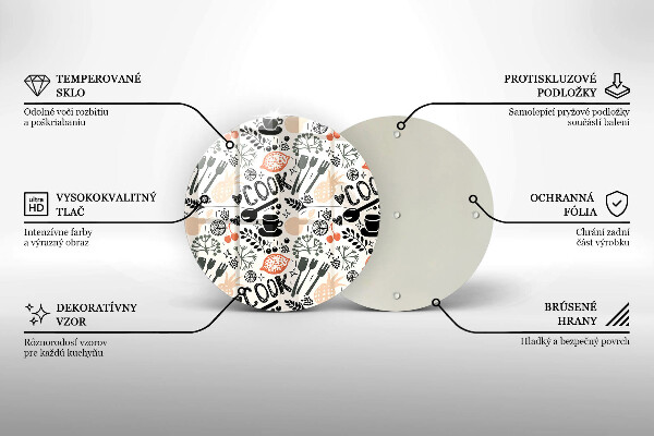 Tábua de corte de vidro Motivo de cozinha de desenho animado