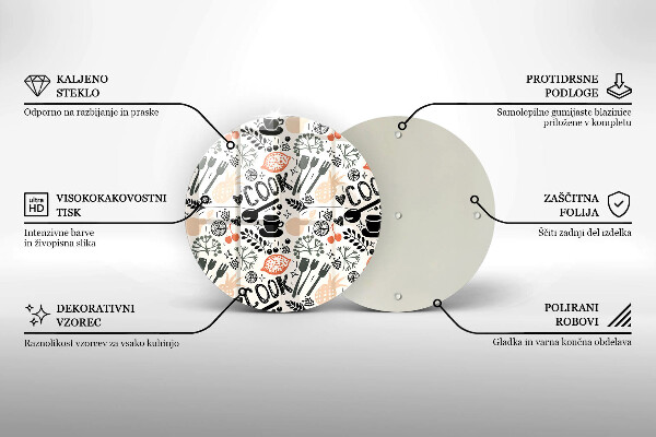 Tábua de corte de vidro Motivo de cozinha de desenho animado