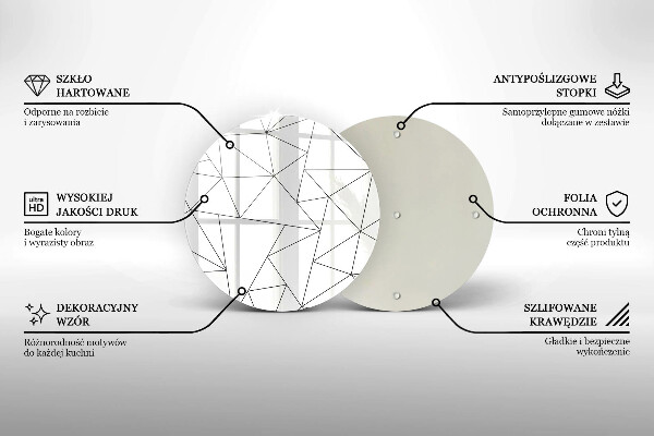 Tábua de vidro Triângulos brancos