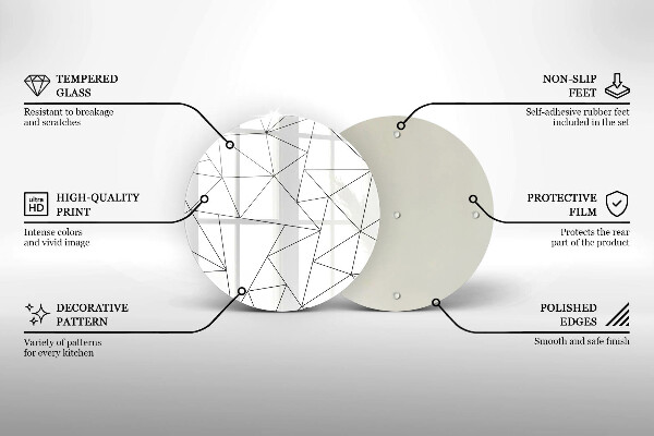 Tábua de vidro Triângulos brancos