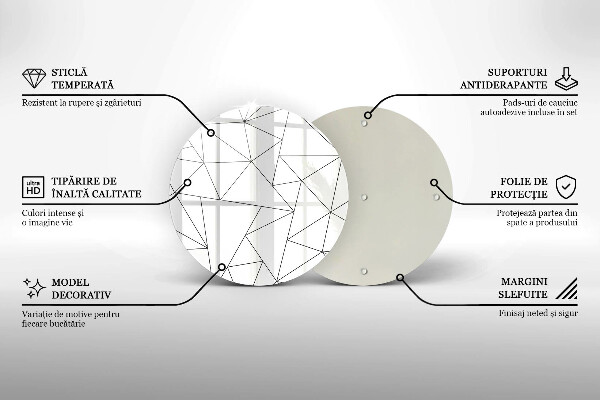 Tábua de vidro Triângulos brancos