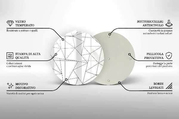 Tábua de vidro Triângulos brancos