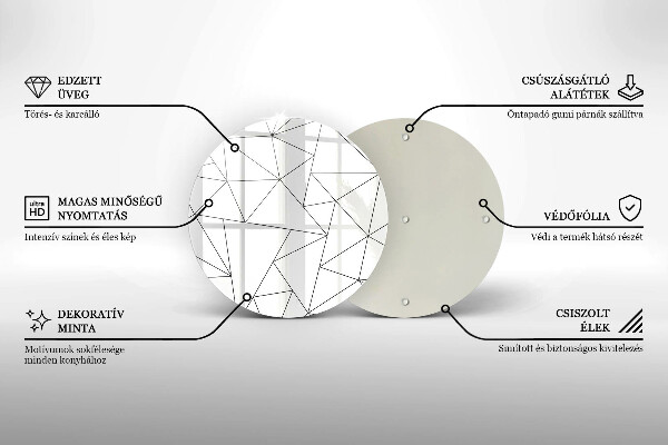 Tábua de vidro Triângulos brancos