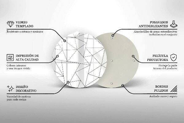 Tábua de vidro Triângulos brancos