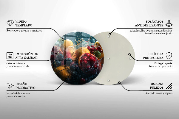 Tábua de cortar de vidro Fruta na água