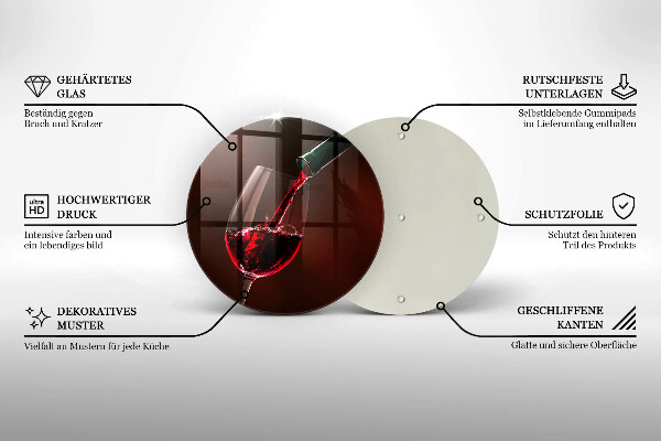 Tábua de vidro Um copo de vinho