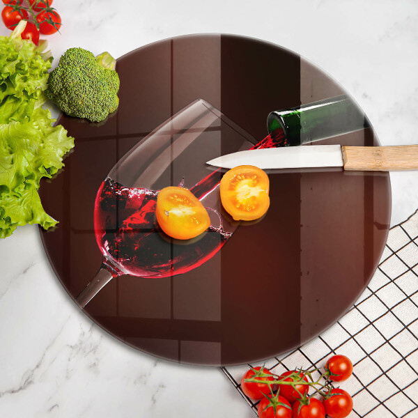 Tábua de vidro Um copo de vinho