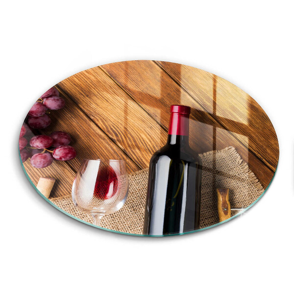 Tábua de cortar alimentos Uma garrafa de vinho tinto