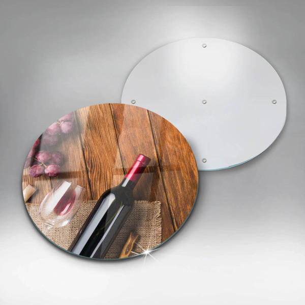 Tábua de cortar alimentos Uma garrafa de vinho tinto