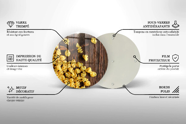 Tábua de cortar de vidro Massa na mesa
