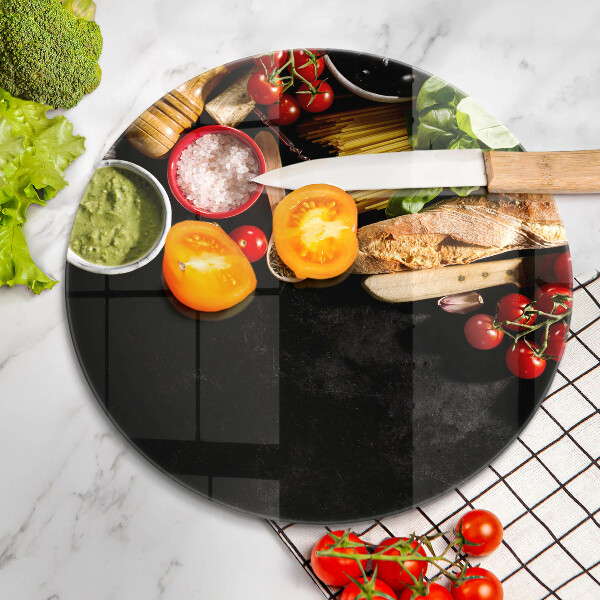 Tábua para cozinha Ingredientes e especiarias italianas