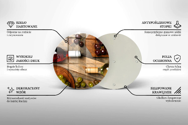 Tábua de cortar alimentos Garrafas de vinho e uvas